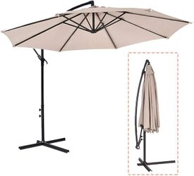 FDW 10' Patio Umbrella Offset Hanging Umbrella Outdoor Market Umbrella (Beige)