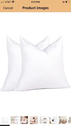 puredown® Euro Pillow Inserts 26 x 26 (Pack of 2, White), Down Feather Pillow Stuffer