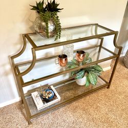 Gold And Tempered Glass Console/Bar/ Entry Table