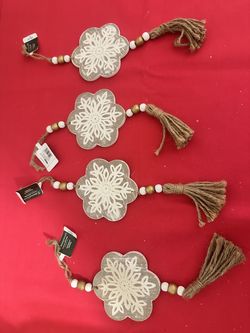 4 - Wooden Snowflake Ornaments