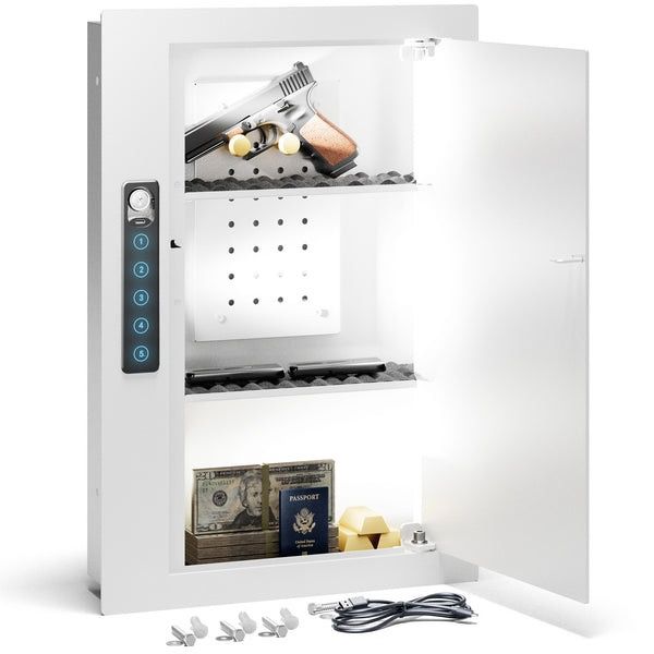 Quick-Access Wall Gun Safe with Pegboard & Shelves, Hidden, Fits 16" Studs, Stores Handguns & Valuables, white About this item ใ๐๐ข๐๐๐