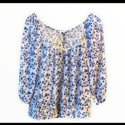 Blue Floral Blouse - Abercrombie & Fitch Size 8