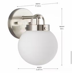 1-Light Brushed Nickel Soft Modern Wall Sconce for Bathrooms and Powder Rooms $30 each