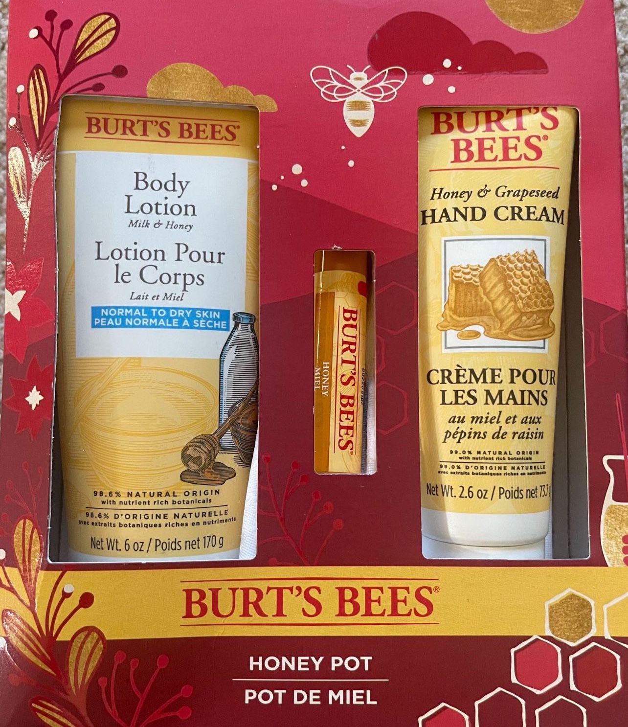 Burt's Bees ~Honey Pot Set-New