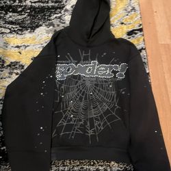 Sp5der Rhinestone Punk V2 Hoodie 'Black' 