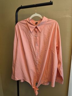 Pink Button-Down Tie-Front Shirt Size 3XL