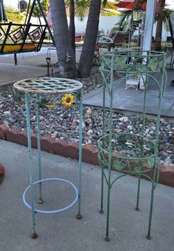 2 vintage metal plant stands
