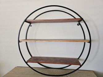 Round wooden and metal shelf