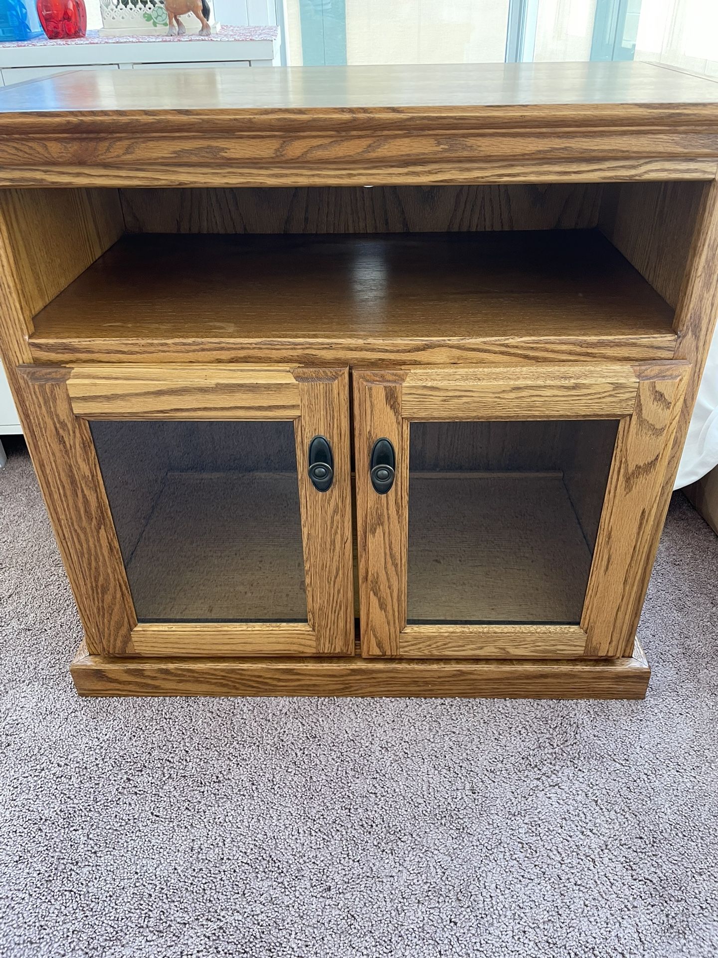 Solid oak TV Cabinet With Shelf