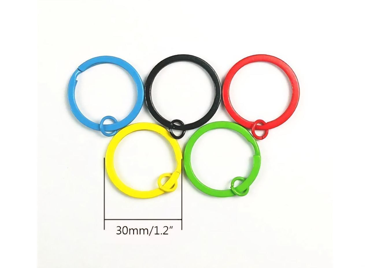 20 Pcs Multi-Colored Metal Flat Split Keyrings Keychain Rings for Home Office Car Keys Attachment Crafts Projects, 30mm