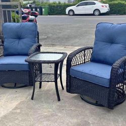 3 Piece Patio Furniture Swivel Chairs Bistro Set *NEW*Same Day Delivery Available**