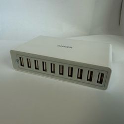 Anker PowerPort 10 — 60W 10-Port USB Charger (A2133) White, Tested w/ Cable