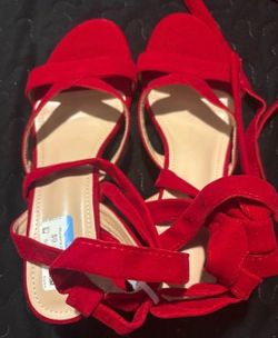 Red Ankle Tied Heels