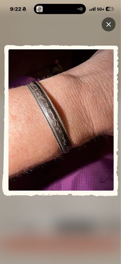 Vintage sterling silver engraved, scroll bangle bracelet