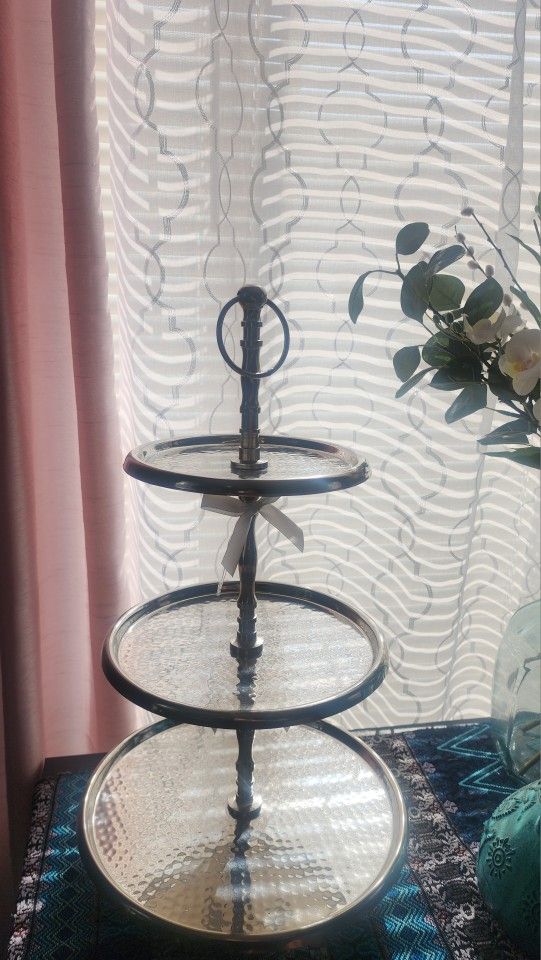 Modern Stainless Steel, 3-Tier Cupcake Stand, Serving Tray Platter