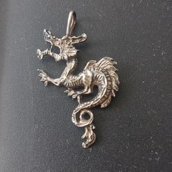 Sterling Silver Cut Dragon Pendant No Chain