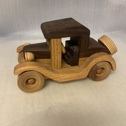 Vintage Wooden Handcrafted Old Classic Antique Car Model 1980s Folk Art Classic 