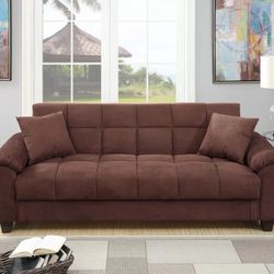 Brand New Brown Futon Sofa Storage Sleeper 