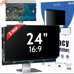24" Privacy Screen Filter for 16:9 Monitors by Peslv (2-Pack) Anti-Glare & Blue-Light Block