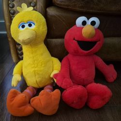 Sesame Street Big Bird & Elmo Plush Lot Of 2 By Just Play 12"