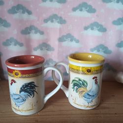2 Rooster Coffee Cups