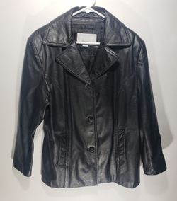 Womens Wilsons Leather Maxima Black 3 Button Front Leather Jacket Size Large L