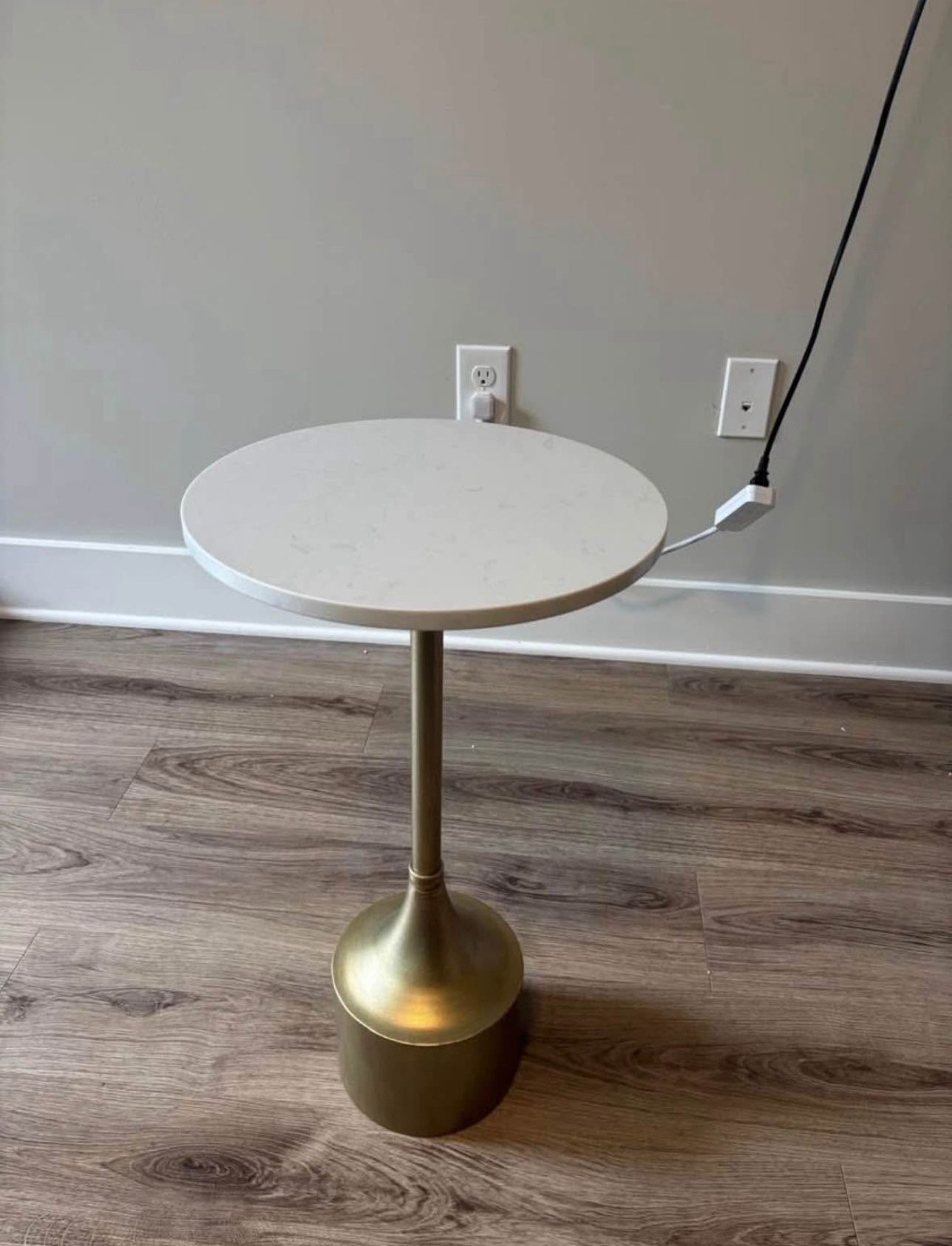 Modern Marble Side Table with Gold Base – Brand New/ Open box