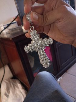 White Gold Plated 4inch Cross