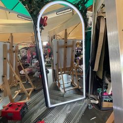 LED MIRROR - 71 x 32 Full Length Dimmable LED Arch Light Up Mirror With Stand 71x32