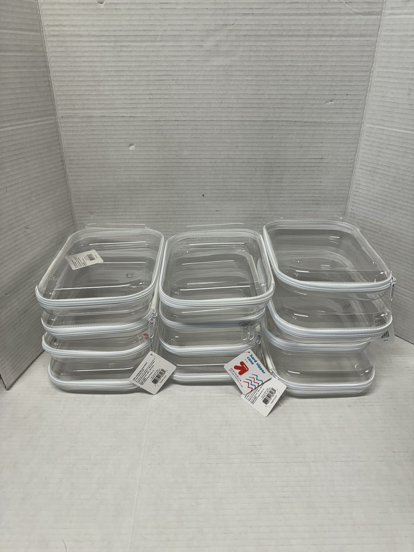 *NWT* TARGET HARD SIDED ZIPPER PENCIL CASE CLEAR BY UP & UP~ SET OF 8
