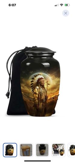 “Decorative Funeral Urn(10”tall)(w/velet Bag)retail$89