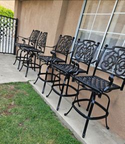 5 Hanamint Heavy Cast Aluminum  Swivel Barstools with cushions/outdoor Furniture/Cash Only
