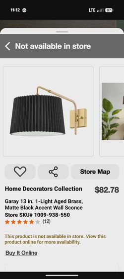 Home Decorators Collection Garay 13 in. 1-Light Aged Brass & Matte Black Wall Sconce
