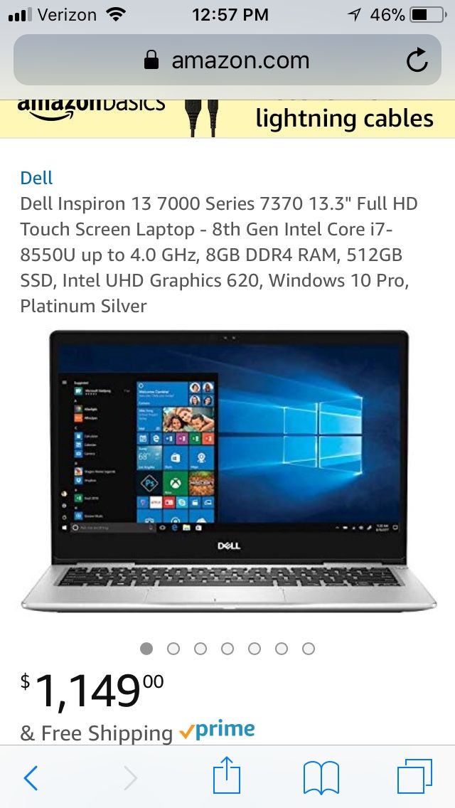 Dell Inspiron 13 7000 7370 intel core i7 8th Gen laptop computer