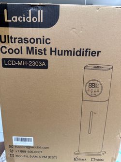 NEW Lacidoll 2.1 Gallon Ultrasonic Cool Mist Humidifier – Black / Humidificador Lacidoll 2.1 Gal NUEVO – Negro