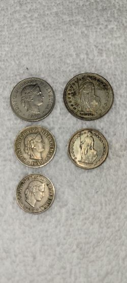 Swiss Helvetica Coins Lot of 5