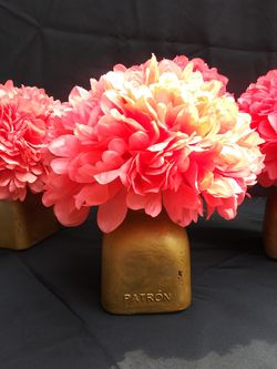 4 Gold & Coral Centerpieces wedding or Quince