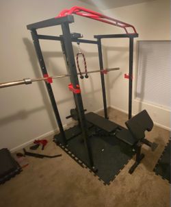 Squat Bench Rack with Cable and Bench