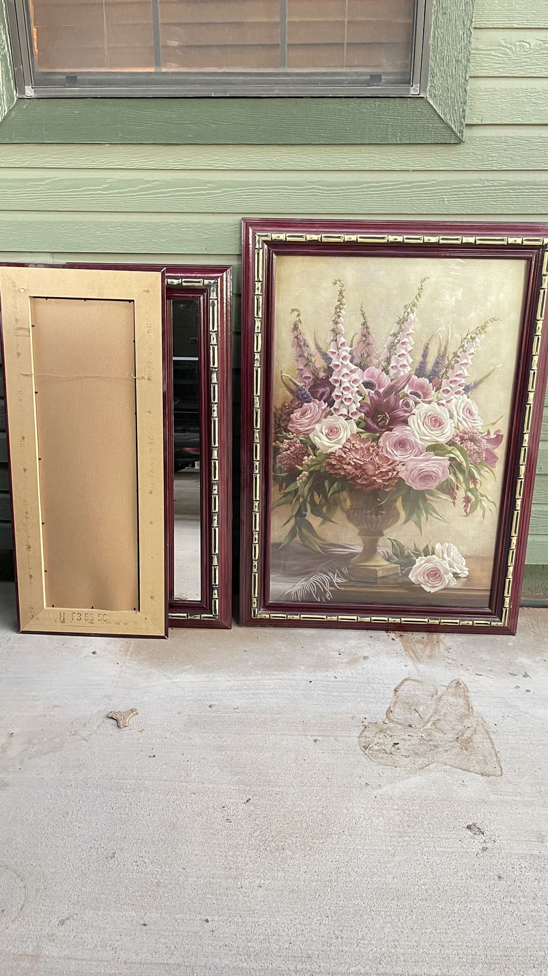 Burgundy Flower Painting With Mirrors