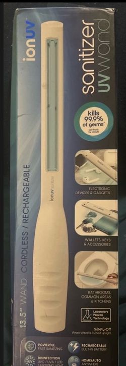 NEW - Tzumi IONUV Sanitizer Wand Cordless Rechargeable Disinfection UVwand Home