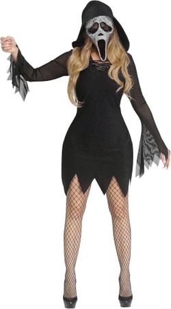 Fun World Ghost Face Deluxe Bling Dress Costume - Adult Women Halloween Outfit