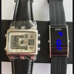 Men’s Sport Fashion Digital - LCD LED - Chronograph Watches Lot of 2 NWOT