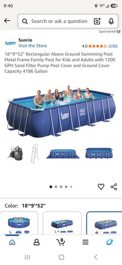 SUNRIO POOL  / ALBERCA 18 FT X 9 FT X52"