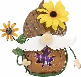 Fall Lighted Gnome Figurine, Ceramic Pumpkin LED Tabletop Decor with Sunflower 2. LED Flashing Fall Gnome Ornament, Ceramic Pumpkin with Pinecone Hat 