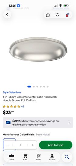 3-in, 76mm Center to Center Satin Nickel Arch Handle Drawer Pull 10 -Pack