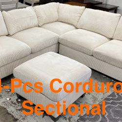 New Beige Corduroy Sectional Set (Finance and Delivery)