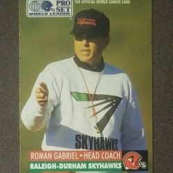 1991 Pro Set World Leauge Roman Gabriel Raleigh-Durham Skyhawks Head Coach #24 Football Card Vintage Collectible Sports NFL