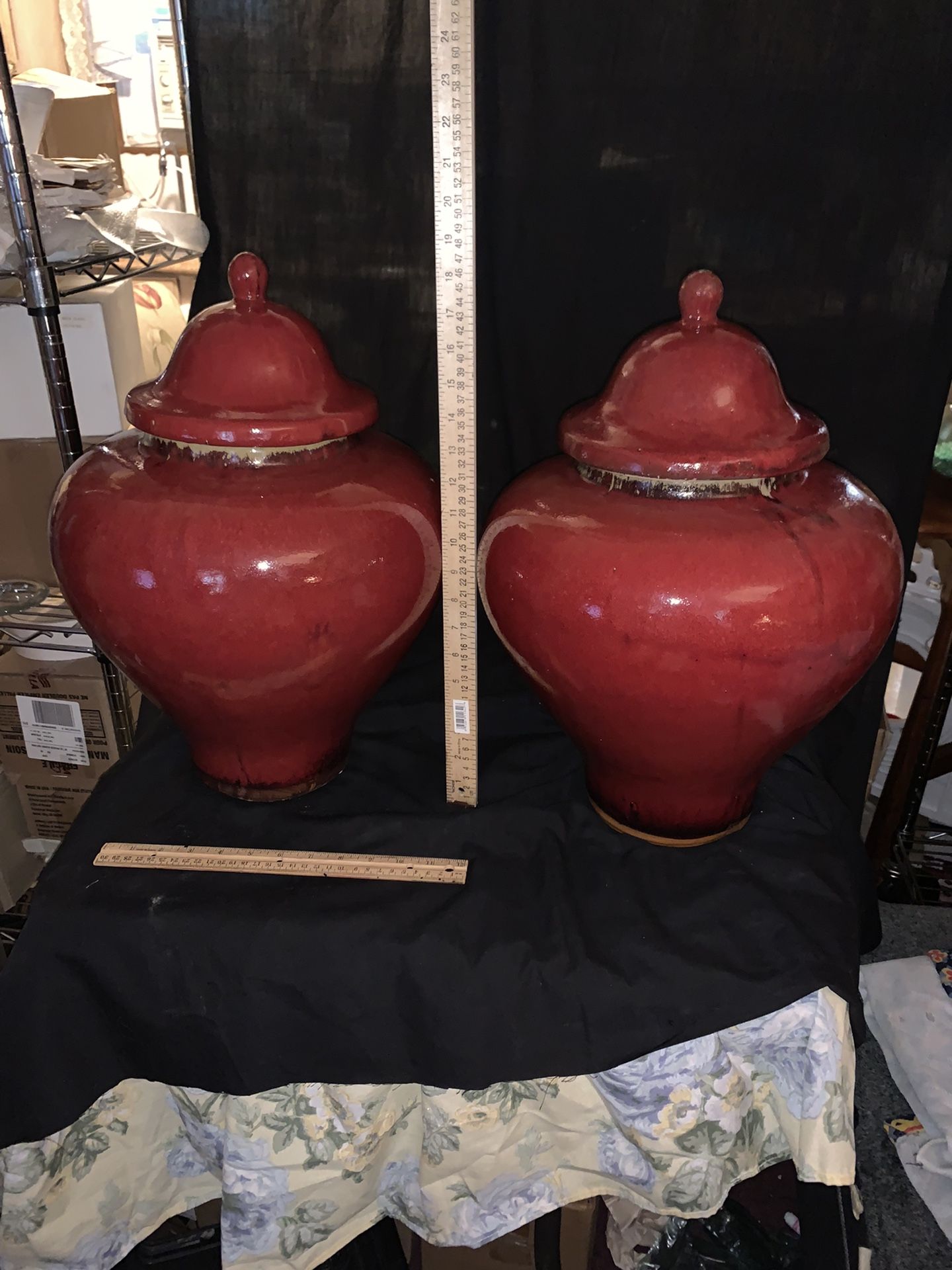 15 inch burgundy glazed ginger jar