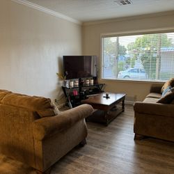 Brown Sofa Set With Coffee Table 