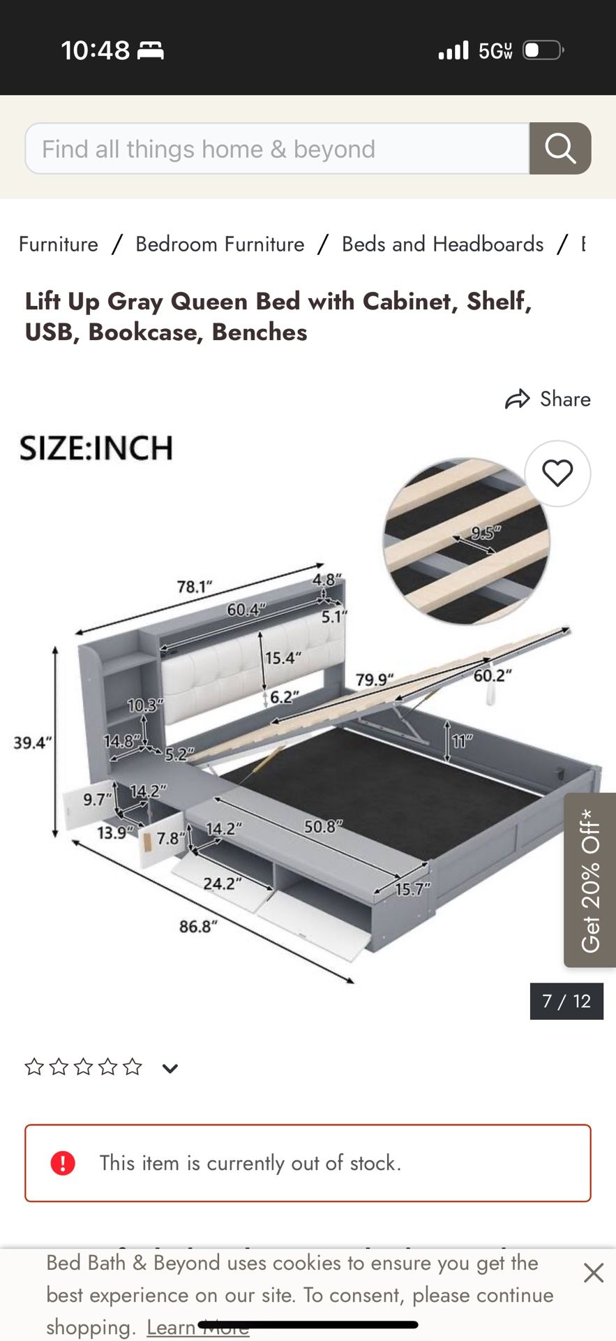 Queen Bed frame With Storage 